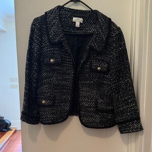 LOFT Black and White Tweed Blazer